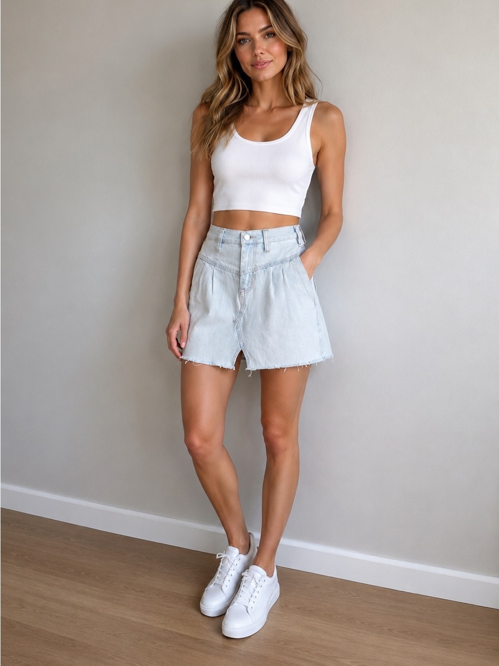 NWT Free People Silver Lake Denim Mini Skirt, Size 24